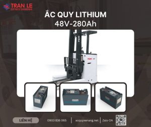 Bình ắc quy lithium 48V 280Ah lắp cho xe nâng đứng lái TCM
