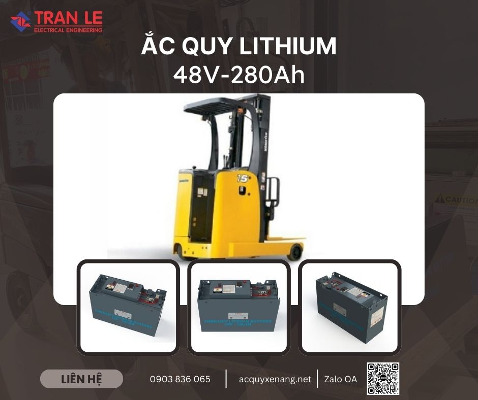 Xe nâng điện phù hợp với bình ắc quy lithium 48V 280Ah xe nâng đứng lái 15 Bình ắc quy lithium 48V 280Ah lắp cho xe nâng đứng lái Komatsu
