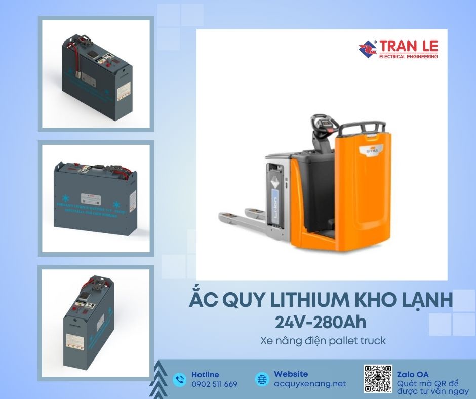 Bình điện lithium kho lạnh 24V 280Ah xe nâng pallet truck phù hợp với xe nâng điện nào? 15 Bình điện lithium kho lạnh 24V 280Ah lắp cho xe nâng pallet truck Still