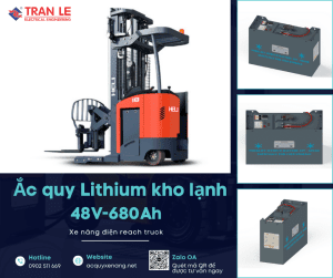 Bình điện lithium kho lạnh 48V 680Ah lắp cho xe nâng reach truck Heli
