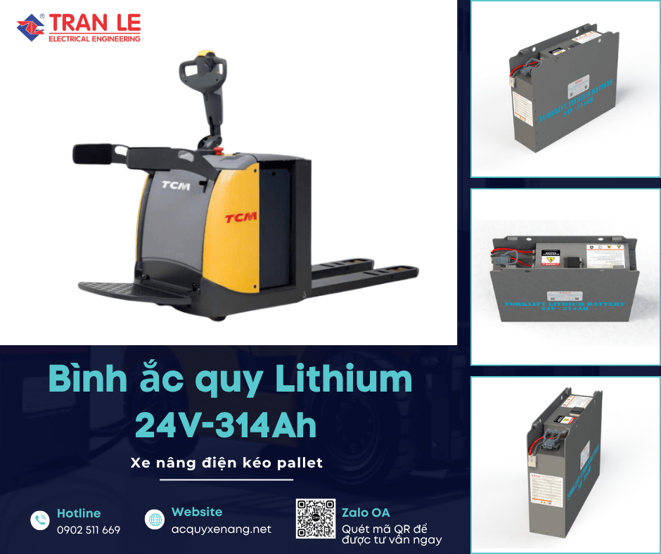 Các dòng xe nâng phù hợp với bình ắc quy lithium 24V 314Ah xe nâng kéo pallet 17 Bình ắc quy lithium 24V 314Ah lắp cho xe nâng kéo pallet TCM