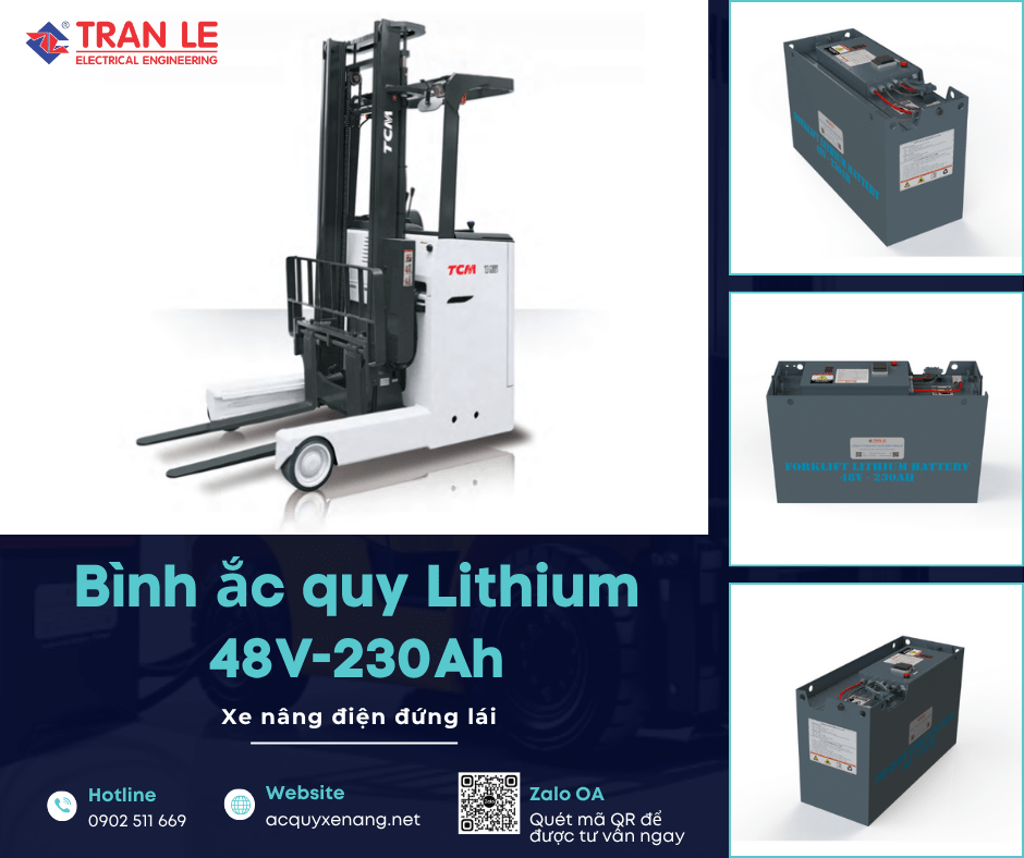 Một số xe nâng phù hợp với bình ắc quy lithium 48V 230Ah xe nâng đứng lái 17 Bình ắc quy lithium 48V 230Ah lắp cho xe nâng đứng lái TCM